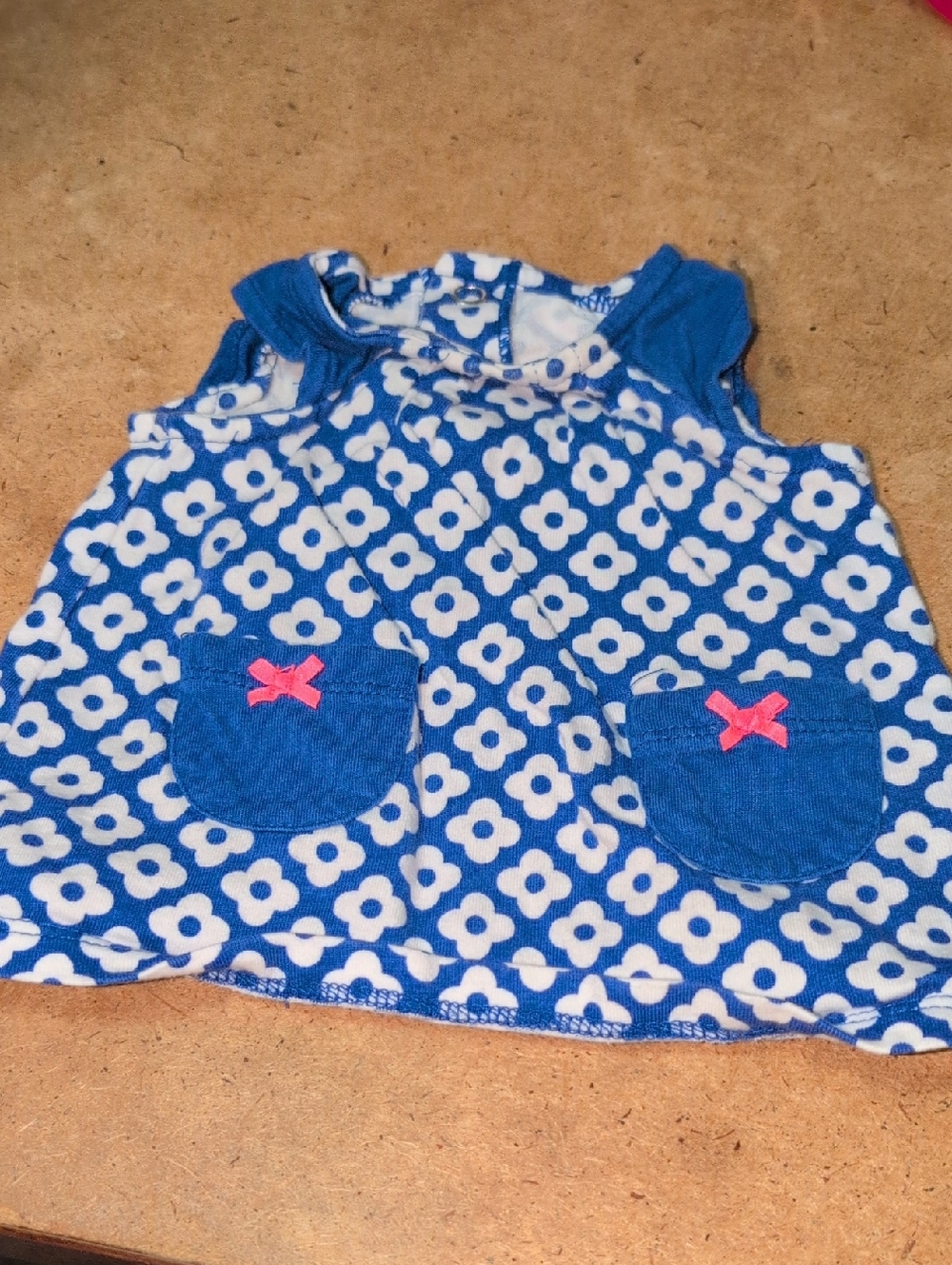 ❤️‍🔥10/$10❤️‍🔥 Baby Girls Carter's Blue & White Floral Dress Size Newborn